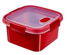 CURVER | Cuit vapeur Smart micro-ondes carré 1.1L, Rouge, Smart, 16,2x16,2x8,8 cm
