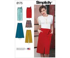 Simplicity 8175Â Fin et Ã©vasÃ©e pour Femme Jupes, Court, DE Pantalon et Ceinture, Blanc