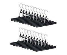 Relaxdays 10024660_683 Cintres Set de 20 Pantalons et Jupes mÃ©tal Caoutchouc Pinces Crochet Rotatif 360Â° 26 cm, Noir, 15,8 x 26 x 3 cm