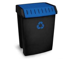 TATAY 1102300 Poubelle de Recyclage 50 L Plastique Noir/Bleu 40 x 33,5 x 57,5 cm