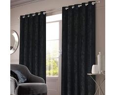 Sienna Rideaux à Åillets en Velours écrasé Noir 228,6 x 228,6 cm