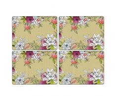 Portmeirion Home & Gifts Lot de 4 Sets de Table avec Dos en liÃ¨ge Motif Floral Multicolore 40,1 x 29,8 cm