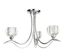 First Light Suspension Ã 3 lampes halogÃ¨nes Blanc avec verre transparent moulÃ© G9 33 W