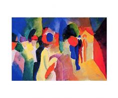 Tableau, Impression sur Toile - Femme Ã La Veste Jaune August Macke - cm. 60x90