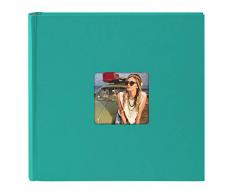 Goldbuch Album Photo avec découpe pour Photo, Pages Blanches avec Feuilles de séparation en Papier Cristal, Reliure de qualité supérieure en Papier texturé Aspect Lin, Türkis, 30 x 30 cm