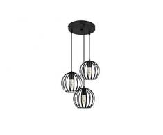 LIFA LIVING Lustre Noir 60 W pour intérieur avec 3 Ampoule LED E27, Suspension Luminaire Design en Métal pour Chambre, Salon, Cuisine