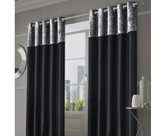 Sienna Rideaux à Åillets en Velours écrasé Manhattan Noir 117 x 229 cm Argenté 117 x 228 cm