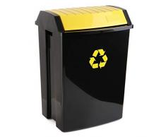 TATAY 1102302 Poubelle de Recyclage 50 L Plastique Noir/Jaune 40 x 33,5 x 57,5 cm