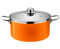 Monix Mandarina - Faitout Haut 24 cm en Acier Ã©maillÃ© Orange avec antiadhÃ©sif Teflon Classic.