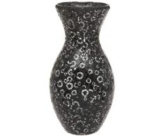 Maturi Vase en mosaÃ¯que en Verre craquelÃ© Motif Floral, Noir/argentÃ©, 28x11cm