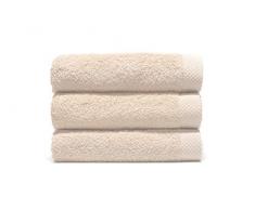 Home Basic - Lot de 3 Serviettes Eponge, 33x50 cm Serviette invité, 50x100 cm, Drap de Bain 70x140 cm, Couleur Nacre