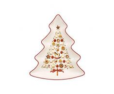 Villeroy & Boch Winter Bakery Delight Grande coupelle en forme de sapin, Porcelaine Premium, Blanc/Rouge