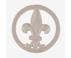 Better & Best Dessous de plat rond en métal émaillé Motif fleur de lys Taupe 20 x 20 x 1,5 cm
