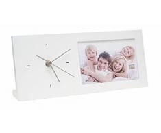 Deknudt Frames S66RT1 Cadre Photo avec Horloge ModÃ¨le Ã Poser Bois Blanc 13 x 30 cm Format 10 x 15 cm
