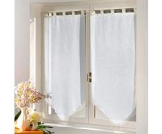 Douceur dIntÃ©rieur 1621084 Paire de voilage Pompon Luminea Uni - Blanc - 2 x 45 x 90 cm