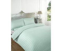 Dreamscene en Satin de Coton Ã Rayures Complet Housse de Couette, Bleu Canard, Double