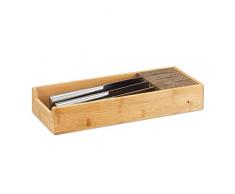 Relaxdays 10022169_58 Couteaux tiroir Bois Range-Couverts Extensible Cuisine Bambou, Naturel, 15,5 x 38 x 6,5 cm