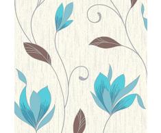 Vymura Bleu Vert/Argent Paillettes - M0779 - Synergy - Floral Papier Peint