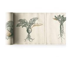 MY DRAP MYDRAP SRA21V/105-7 Table 20x20cm-Idéale pour fête, Anniversaire, Cocktail-Rouleau de 12 Serviettes-Motifs Veggie Légumes, Coton recyclé, Beige, 5 cm