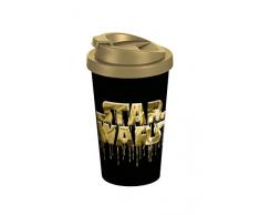 Star Wars Mug Coffee to go Logo 400Â ML, Plastique, Noir/Or, 9Â x 9Â x 16,5Â cm