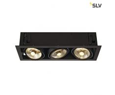 SLV Spots Encastrables KADUX 3 Lampes | Rectangulaire Noir Mat | Orientable Inclinable Multidirectionnel | 225 watts