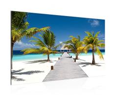 Tableau decoration murale Palmiers de plage - XXL Impression sur Toile Salon Appartment 1 Parties - prêt à accrocher - 604914a