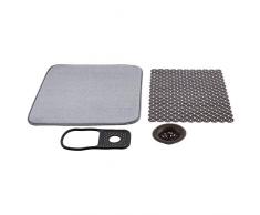 AmazonBasics Lot pour évier avec tapis dâégouttoir, filtre pour évier, revêtement dâévier et panier pour évier