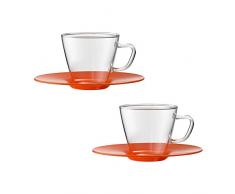 Bohemia Cristal 093 012 112 Play of Colors Lot de 2 Tasses à Expresso en Verre Borosilicate avec soucoupes en Plastique Verre, Verre, Orange, 0,1 x 0,1 x 5 cm, de 2 unités