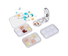 Relaxdays 10027766_49 Pilulier Set de 3, boîte médicaments, 6 Compartiments, Rangement comprimés, Plastique, Voyage, Blanc, PP, Lot de 3