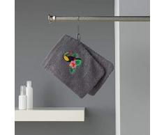 douceur dintÃ©rieur 2 gants de toilette 16x21 cm eponge brodee toucalaos anthracite