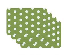 Venilia Set de table POIS VERT MOTIF, 45 x 30 cm, 4 pcs, antidérapant résiste à la chaleur et fait, Polypropylène, 59050