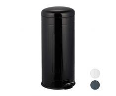 relaxdays 10025619_46 Poubelle, Acier Inoxydable, Noir, 68,5 x 30,5 x 36 cm