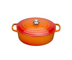 Le Creuset, Cocotte Signature en Fonte Ãmaillée avec Couvercle, à 33cm, Ovale, Compatible avec Toutes Sources de Chaleur (Induction Incluse), Capacité : 7.5 L, 6.595 kg, Volcanique