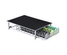 Todeco - Tiroir pour Capsules de CafÃ©, Distributeur de Dosettes de CafÃ© - Dimensions: 40 x 28 x 9,5 cm - MatÃ©riau: Acier inoxydable - 40 x 28 x 9,5 cm, 60 capsules, Argent
