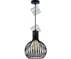 Suspension E27 Max.60W abat-jour Noir Mat extérieur / intérieur cable PVC L.150cm Noir