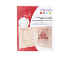 Artemio 13040006 Kit Moulage Empreinte de Bébé et Cadre Photo, Bois, Blanc, 19,5 x 3,5 x 24 cm