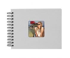 Goldbuch Album Photo à Spirales avec découpe de limage, Pages Noires, Couverture de qualité supérieure en Papier texturé Effet Lin, Papier, Gris, 24x17 cm