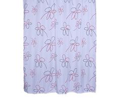 Papillion Fleurs Polyester Rideau de Douche 180Â x 200Â cm, Blanc/Rouge/Noir