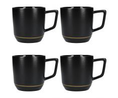 La CafetiÃ¨re Edited Tasse Ã cafÃ© en cÃ©ramique de Style Moderne avec dÃ©coration dorÃ©e 220 ML, CÃ©ramique, Noir Mat/dorÃ©, Taille L