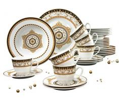 Creatable, 15084, Majestosa Noir, Service de Table 30 piÃ©ces, Porcelaine, Multicolore, 38 x 30 x 34,5 cm