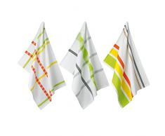 Kela 390153 Madlene Lot de 3 Torchons Coton Vert/Jaune/Blanc 50 x 70 cm