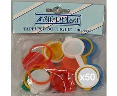 Glooke Selected Lot de 50Â Bouchons de Bouteilles Plastique x10Â Åillet Accessoire pour la Table, Multicolore, Unique