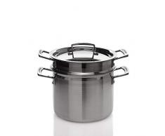 Le Creuset Faitout avec Panier Vapeur et Couvercle, à 20 cm, Inox 3-ply, Capacité 5 L, Compatible avec Toutes Sources de Chaleur (y Compris Induction), Argenté