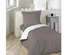 homea housse de couette 1 personne 140x200cm 57 fils allover pixa taupe/bla