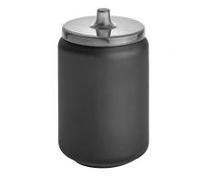 iDesign 28117EU Austin Boite de Rangement pour Maquillage, Petit Pot Rond avec Couvercle en métal pour Les cosmétiques, Noir Mat, Acier, 8,9 cm de diamètre x 14,6 cm