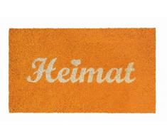 Young Generation YH 101312 Shoe Max Paillasson en Fibres de coco avec dos antidÃ©rapant en PVC Inscription Heimat environ 74 x 44 cm-Orange/jaune clair
