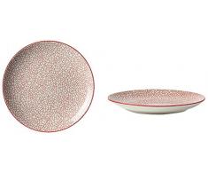 Fill 21335 Set de 4 Assiettes en grès de la Collection Althea - Effet craquelé Bordeaux Rouge