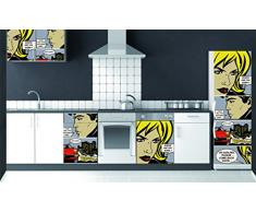 DECORATION adhésive pour CUISINE et réfrigérateurs BD Couleur Autocollant, Polyvinyle, Multicolore, 59,5 x 0,1 x 180 cm