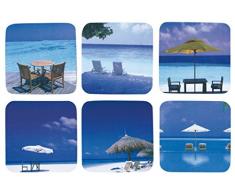 GÃ©nÃ©rique 620 Dessous de Verre LiÃ¨ge Plage Multicolore 9 x 2,5 x 9 cm Lot de 6