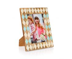 Penguin Home Cadre photo artisanal pour 5 X 7 (13 X 18 cm), fenêtre en vrai verre, crochets muraux et chevalet de table, paysage ou portrait, beau design en résine